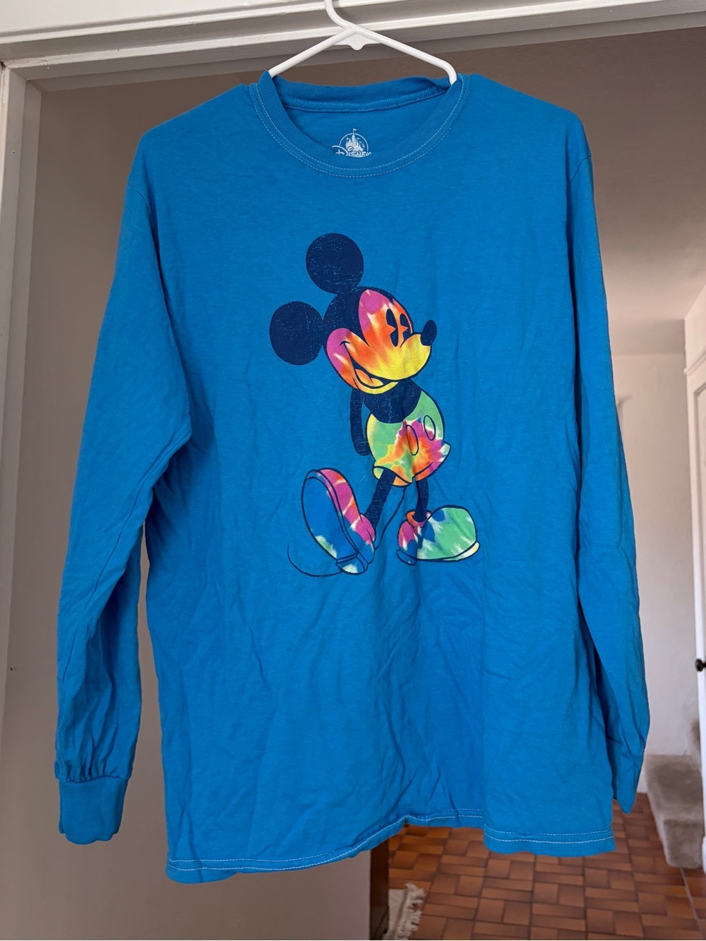 Disney Parks Mickey Mouse Rainbow Tie Dye Long Sleeve Shirt Size Medium